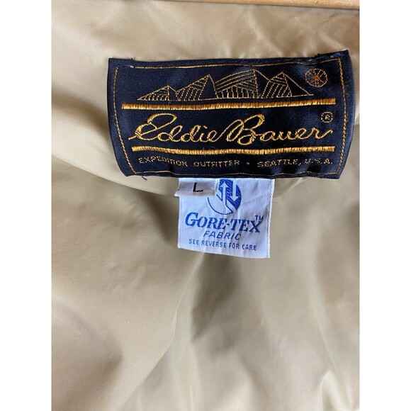 Vintage Eddie Bauer Expedition Gore-Tex Jacket Men's L Tan Beige Hooded USA READ - Picture 3 of 13